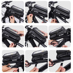 Bike Bag 1.8L Frame Front Tube Cycling Bag Bicycle Waterproof Phone Case Holder Touchscreen Bag Accessories Universal Bicycle Handlebar Bag Top Tube Bike Bag Bicycle Bag Top Tube Bag Bike Phone Case Holder Compatible With Smartphones Stevvex