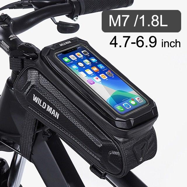 Bike Bag 1.8L Frame Front Tube Cycling Bag Bicycle Waterproof Phone Case Holder Touchscreen Bag Accessories Universal Bicycle Handlebar Bag Top Tube Bike Bag Bicycle Bag Top Tube Bag Bike Phone Case Holder Compatible With Smartphones Stevvex