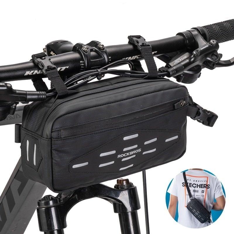 Bike Bag Front Bicycle Portable Handlebar Multi-purpose Large Capacity Backpack Road Cycling Frame Tube Bag Bike Handlebar Bag Front Frame Bag Bike Basket Storage Bag Bicycle Top Tube Bag Lightweight With Shoulder Straps For Road Mountain Bike Cycling Stevvex