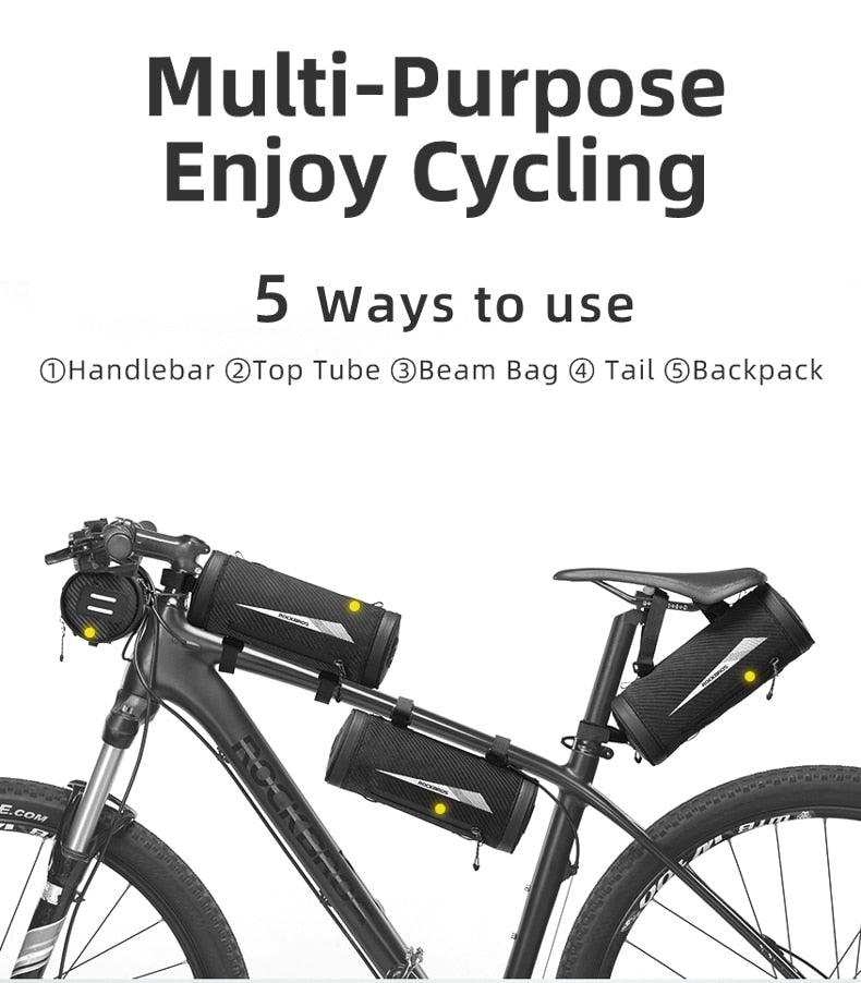 Bike Bag Front Bicycle Portable Handlebar Multi-purpose Large Capacity Backpack Road Cycling Frame Tube Bag Bike Handlebar Bag Front Frame Bag Bike Basket Storage Bag Bicycle Top Tube Bag Lightweight With Shoulder Straps For Road Mountain Bike Cycling Stevvex