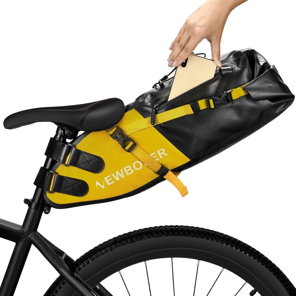 Bike Bag Waterproof Large Capacity Bicycle Bag Cycling Foldable Road Trunk Bike Packing Large Bike Bags Waterproof Bike Bag Under Seat Roll Up Cycling Rear Tail Pack Black 13L Stevvex