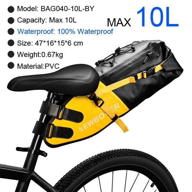Bike Bag Waterproof Large Capacity Bicycle Bag Cycling Foldable Road Trunk Bike Packing Large Bike Bags Waterproof Bike Bag Under Seat Roll Up Cycling Rear Tail Pack Black 13L Stevvex