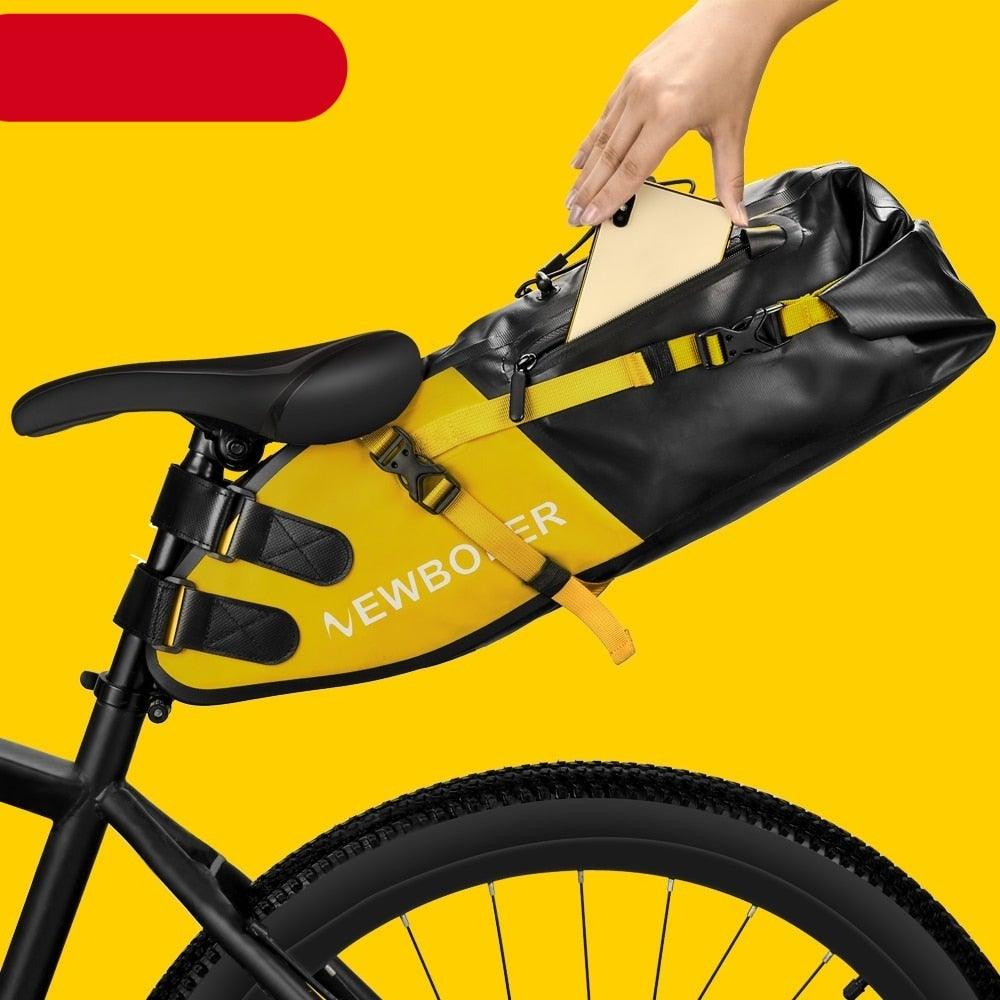 Bike Bag Waterproof Large Capacity Bicycle Bag Cycling Foldable Road Trunk Bike Packing Large Bike Bags Waterproof Bike Bag Under Seat Roll Up Cycling Rear Tail Pack Black 13L Stevvex