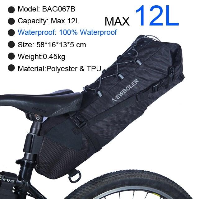 Bike Bag Waterproof Large Capacity Bicycle Bag Cycling Foldable Road Trunk Bike Packing Large Bike Bags Waterproof Bike Bag Under Seat Roll Up Cycling Rear Tail Pack Black 13L Stevvex