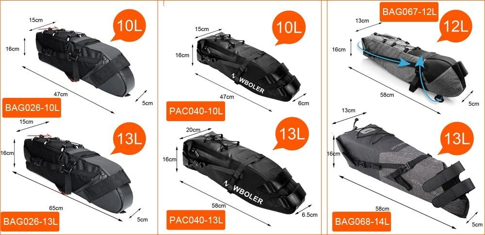 Bike Bag Waterproof Large Capacity Bicycle Bag Cycling Foldable Road Trunk Bike Packing Large Bike Bags Waterproof Bike Bag Under Seat Roll Up Cycling Rear Tail Pack Black 13L Stevvex
