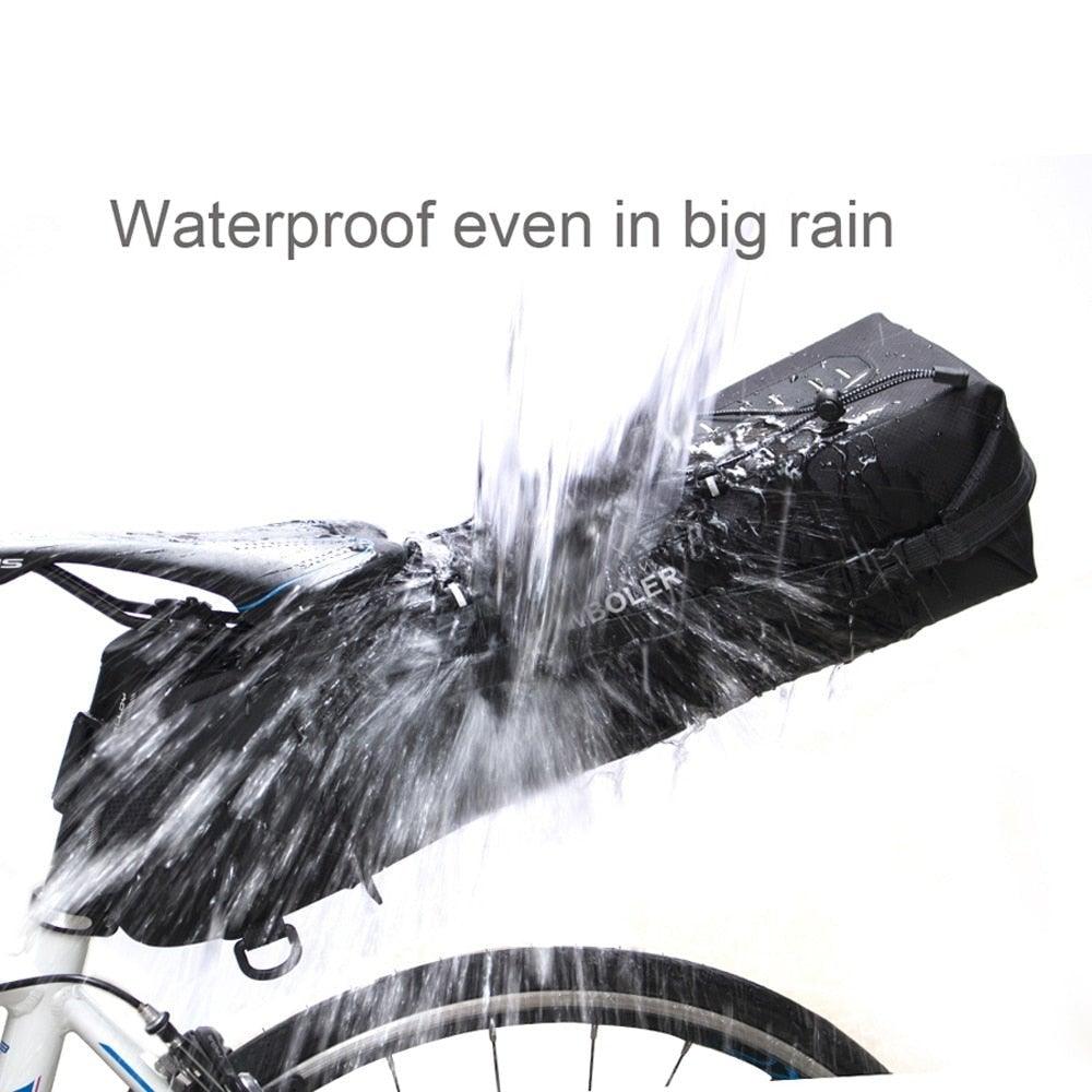 Bike Bag Waterproof Large Capacity Bicycle Bag Cycling Foldable Road Trunk Bike Packing Large Bike Bags Waterproof Bike Bag Under Seat Roll Up Cycling Rear Tail Pack Black 13L Stevvex