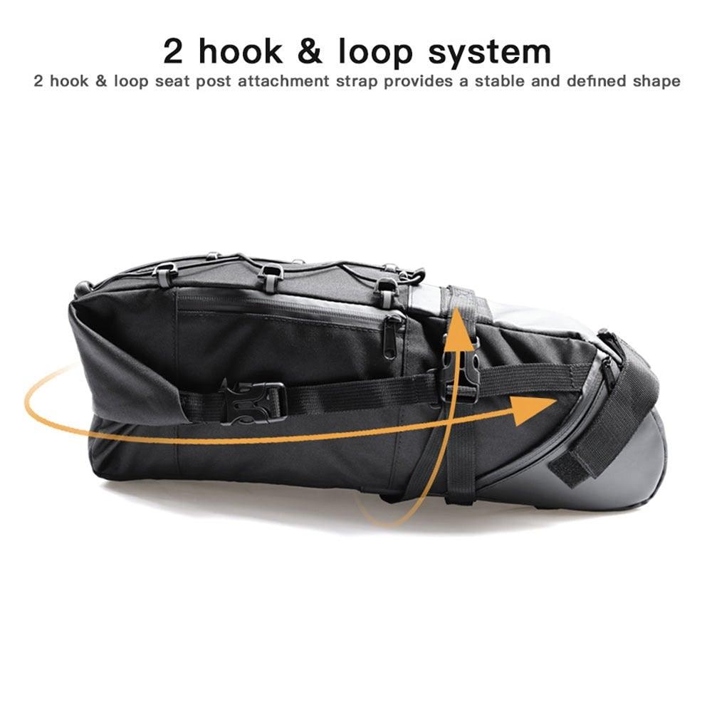 Bike Bag Waterproof Large Capacity Bicycle Bag Cycling Foldable Road Trunk Bike Packing Large Bike Bags Waterproof Bike Bag Under Seat Roll Up Cycling Rear Tail Pack Black 13L Stevvex