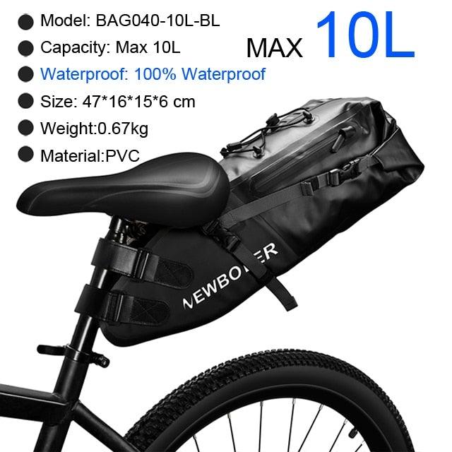 Bike Bag Waterproof Large Capacity Bicycle Bag Cycling Foldable Road Trunk Bike Packing Large Bike Bags Waterproof Bike Bag Under Seat Roll Up Cycling Rear Tail Pack Black 13L Stevvex