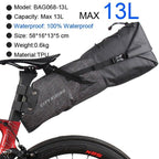Bike Bag Waterproof Large Capacity Bicycle Bag Cycling Foldable Road Trunk Bike Packing Large Bike Bags Waterproof Bike Bag Under Seat Roll Up Cycling Rear Tail Pack Black 13L Stevvex