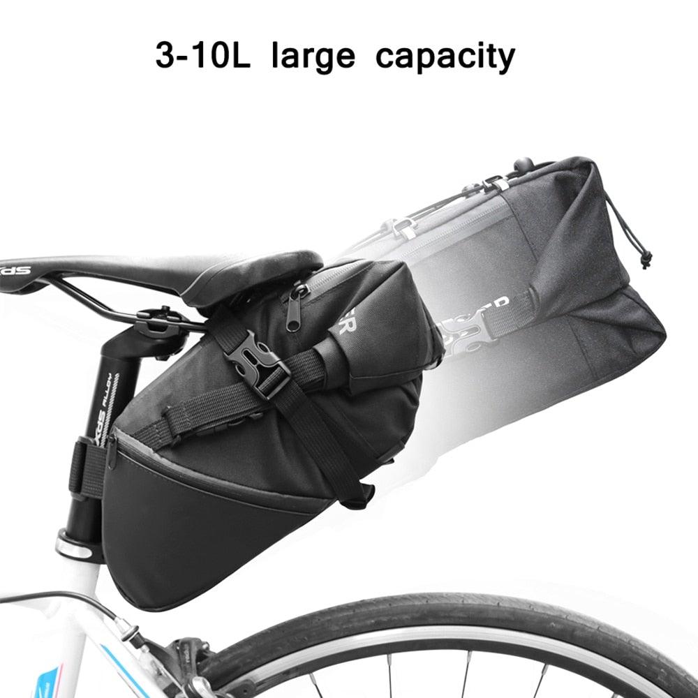 Bike Bag Waterproof Large Capacity Bicycle Bag Cycling Foldable Road Trunk Bike Packing Large Bike Bags Waterproof Bike Bag Under Seat Roll Up Cycling Rear Tail Pack Black 13L Stevvex