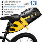 Bike Bag Waterproof Large Capacity Bicycle Bag Cycling Foldable Road Trunk Bike Packing Large Bike Bags Waterproof Bike Bag Under Seat Roll Up Cycling Rear Tail Pack Black 13L Stevvex