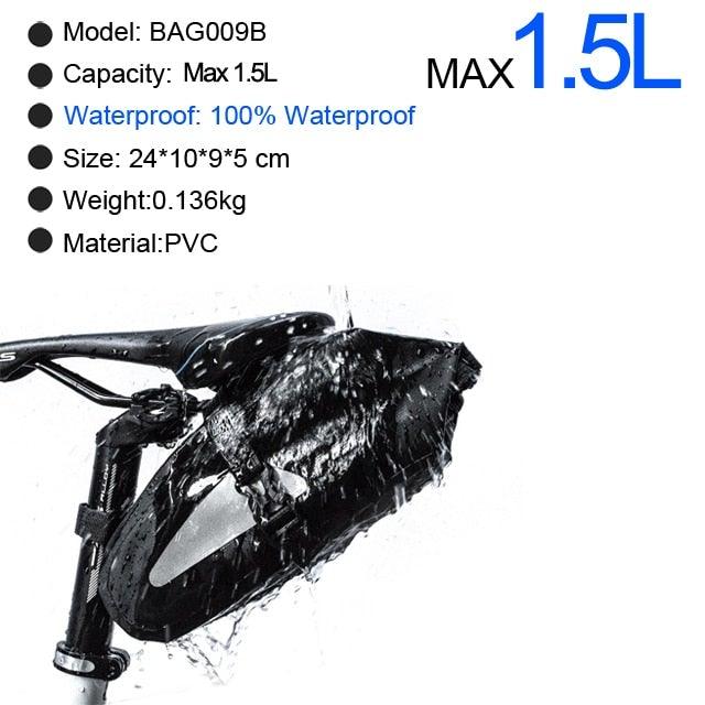 Bike Bag Waterproof Large Capacity Bicycle Bag Cycling Foldable Road Trunk Bike Packing Large Bike Bags Waterproof Bike Bag Under Seat Roll Up Cycling Rear Tail Pack Black 13L Stevvex