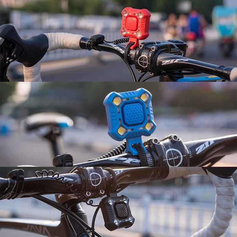Bike Bell 4 Lamp Cycling Light 1200mAh Electric Horn Waterproof USB Charging Loud Alarm Security Bicycle Bell Bright Eyes Fully Waterproof Lumen Rechargeable Mountain Road Bike Headlight Stevvex