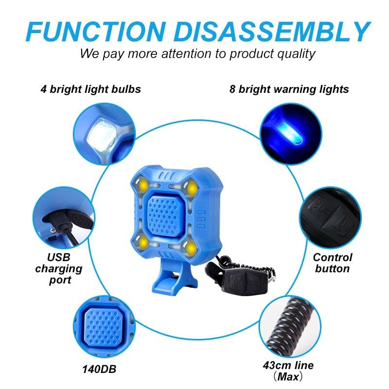Bike Bell 4 Lamp Cycling Light 1200mAh Electric Horn Waterproof USB Charging Loud Alarm Security Bicycle Bell Bright Eyes Fully Waterproof Lumen Rechargeable Mountain Road Bike Headlight Stevvex