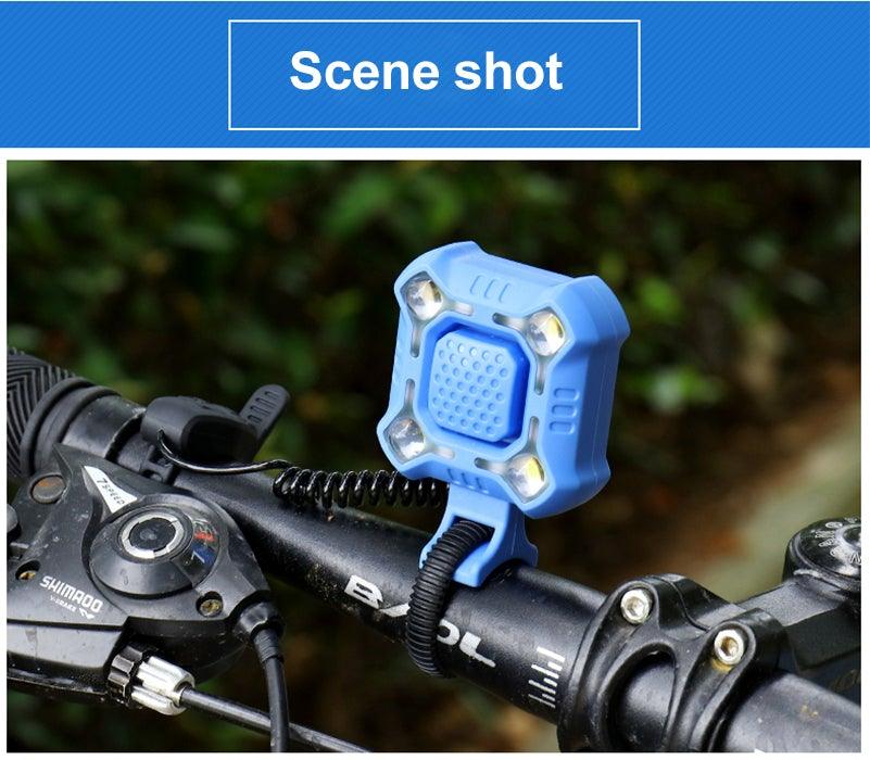 Bike Bell 4 Lamp Cycling Light 1200mAh Electric Horn Waterproof USB Charging Loud Alarm Security Bicycle Bell Bright Eyes Fully Waterproof Lumen Rechargeable Mountain Road Bike Headlight Stevvex