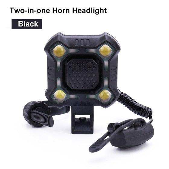 Bike Bell 4 Lamp Cycling Light 1200mAh Electric Horn Waterproof USB Charging Loud Alarm Security Bicycle Bell Bright Eyes Fully Waterproof Lumen Rechargeable Mountain Road Bike Headlight Stevvex