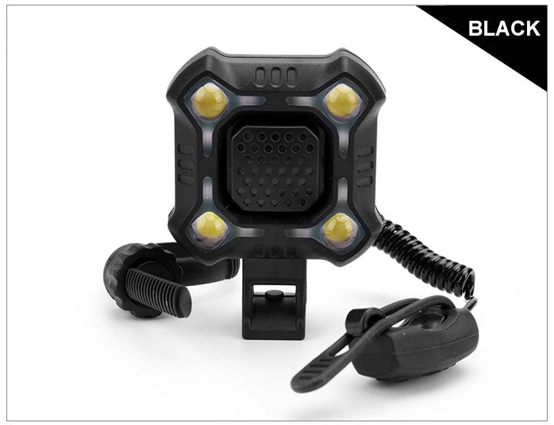 Bike Bell 4 Lamp Cycling Light 1200mAh Electric Horn Waterproof USB Charging Loud Alarm Security Bicycle Bell Bright Eyes Fully Waterproof Lumen Rechargeable Mountain Road Bike Headlight Stevvex