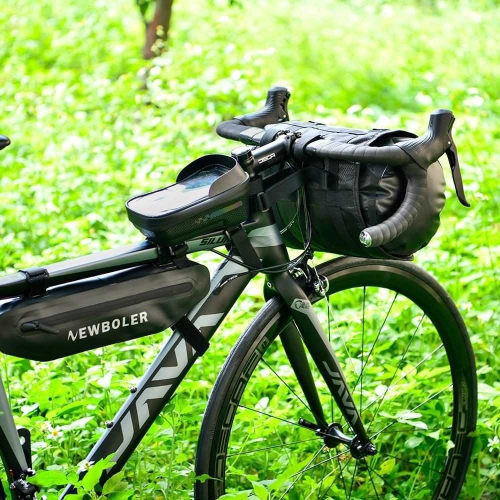 Bike Front Tube Bag Waterproof Bicycle Handlebar Basket Pack Cycling Front Frame Bicycle Accessories Waterproof Handlebar Bags Bike packing Bags Front Packs For Road Bicycles Bike Packing Accessories Stevvex