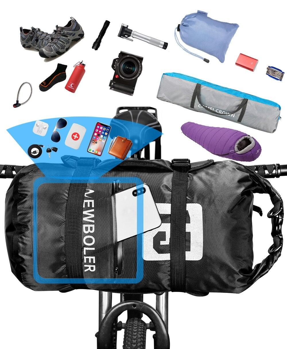 Bike Front Tube Bag Waterproof Bicycle Handlebar Basket Pack Cycling Front Frame Bicycle Accessories Waterproof Handlebar Bags Bike packing Bags Front Packs For Road Bicycles Bike Packing Accessories Stevvex