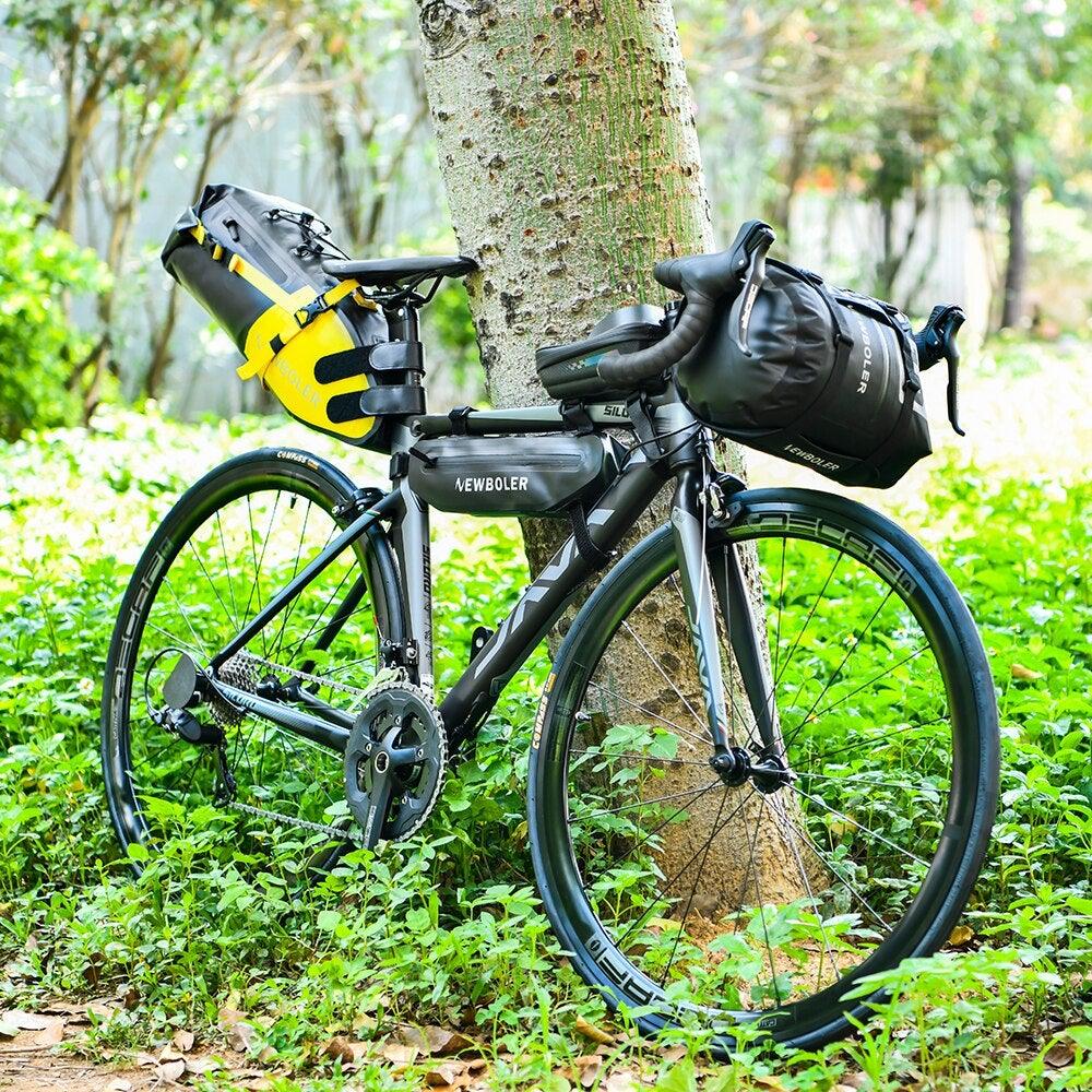 Bike Front Tube Bag Waterproof Bicycle Handlebar Basket Pack Cycling Front Frame Bicycle Accessories Waterproof Handlebar Bags Bike packing Bags Front Packs For Road Bicycles Bike Packing Accessories Stevvex