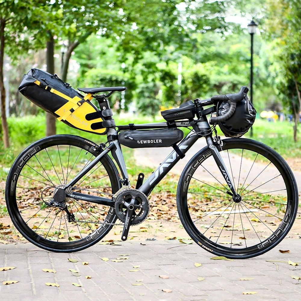 Bike Front Tube Bag Waterproof Bicycle Handlebar Basket Pack Cycling Front Frame Bicycle Accessories Waterproof Handlebar Bags Bike packing Bags Front Packs For Road Bicycles Bike Packing Accessories Stevvex