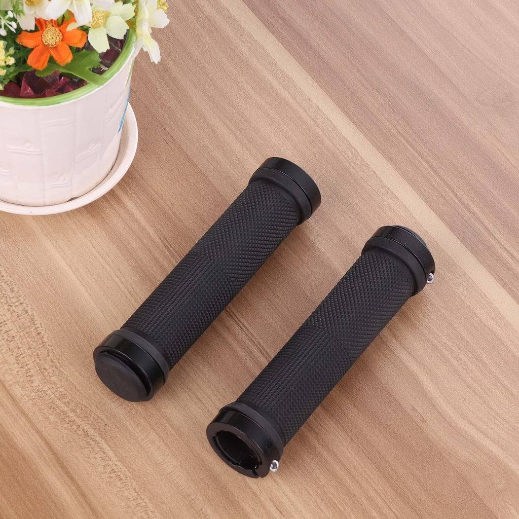 Bike Handlebar Cover Grips Anti-Slip Mountain Road Cycling Bike Bicycle Smooth Soft Rubber Handle Grip Lock Bar Non-Slip-Rubber Bicycle Handle Grip With Aluminum Lock Rubber Comfortable Bike Grips Stevvex