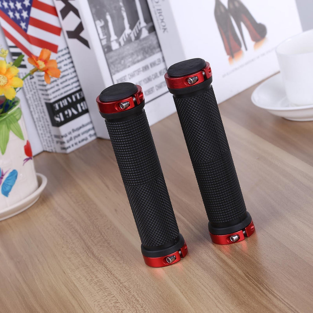 Bike Handlebar Cover Grips Anti-Slip Mountain Road Cycling Bike Bicycle Smooth Soft Rubber Handle Grip Lock Bar Non-Slip-Rubber Bicycle Handle Grip With Aluminum Lock Rubber Comfortable Bike Grips Stevvex