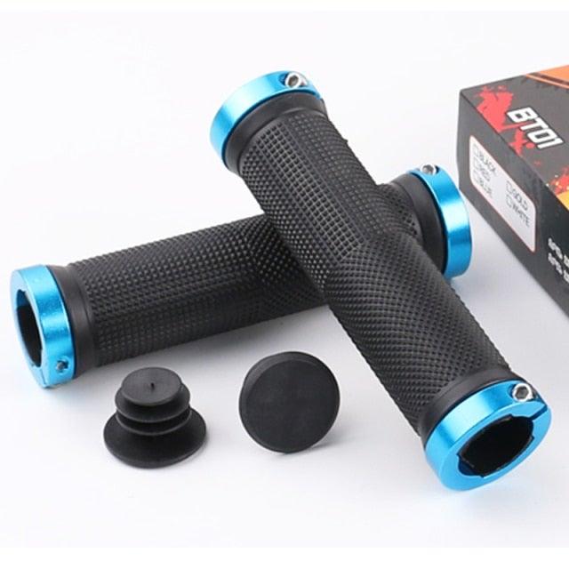 Bike Handlebar Cover Grips Anti-Slip Mountain Road Cycling Bike Bicycle Smooth Soft Rubber Handle Grip Lock Bar Non-Slip-Rubber Bicycle Handle Grip With Aluminum Lock Rubber Comfortable Bike Grips Stevvex