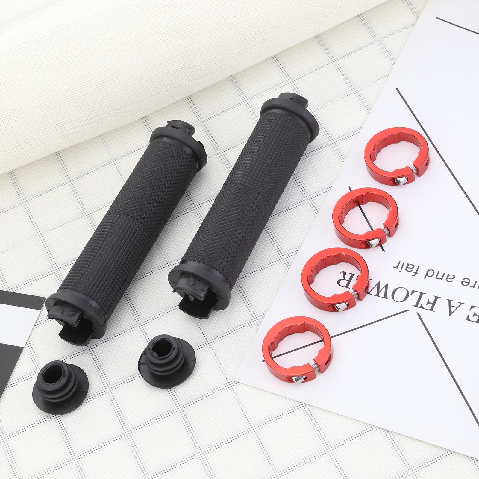 Bike Handlebar Cover Grips Anti-Slip Mountain Road Cycling Bike Bicycle Smooth Soft Rubber Handle Grip Lock Bar Non-Slip-Rubber Bicycle Handle Grip With Aluminum Lock Rubber Comfortable Bike Grips Stevvex