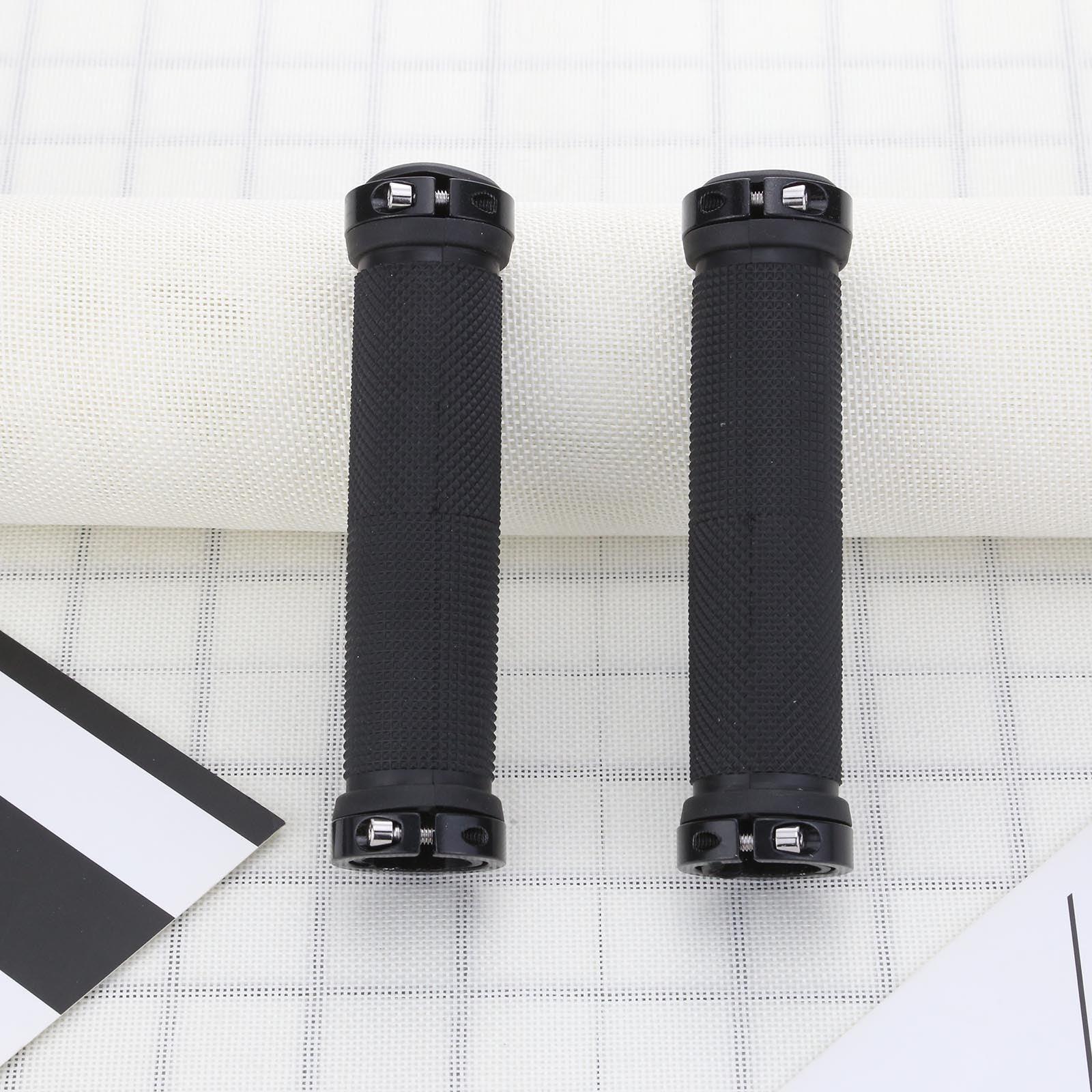 Bike Handlebar Cover Grips Anti-Slip Mountain Road Cycling Bike Bicycle Smooth Soft Rubber Handle Grip Lock Bar Non-Slip-Rubber Bicycle Handle Grip With Aluminum Lock Rubber Comfortable Bike Grips Stevvex