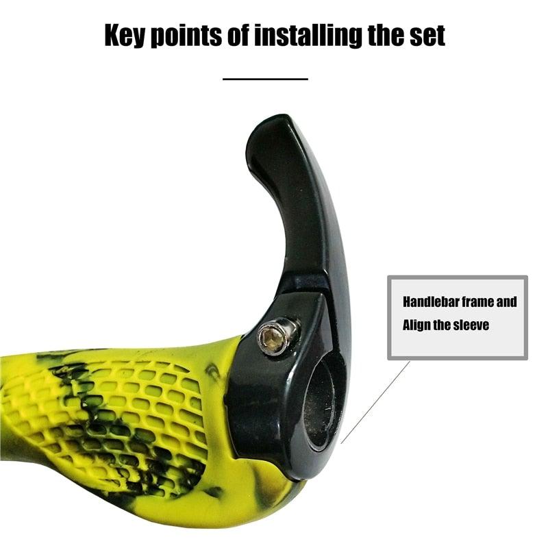 Bike Handlebar Ergonomics Bicycle Grips Bar Ends Plugs Grips Comfortable Bike Handle Grips Ergonomic Bike Grips Shock Absorption Mountain Bike Grips Non-Slip Bicycle Grips Aluminum Alloy Rings For Bicycle Stevvex