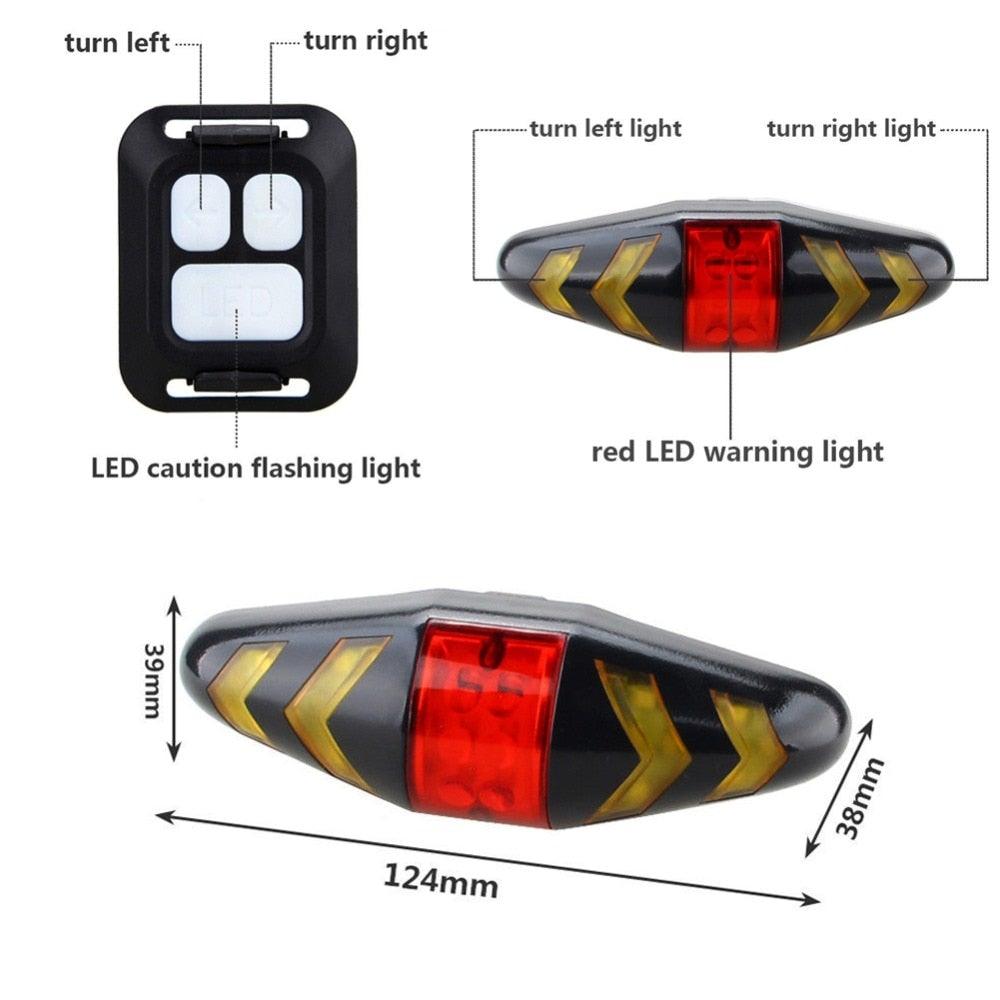 Bike Signal Wireless Remote Mountain Bike Cycling Lights Remote Control LED Warning Lamp Flashing Bike TailLight With Turn Signals Wireless Remote Control Ultra Bright LED Safety Warning Rear Lights Stevvex