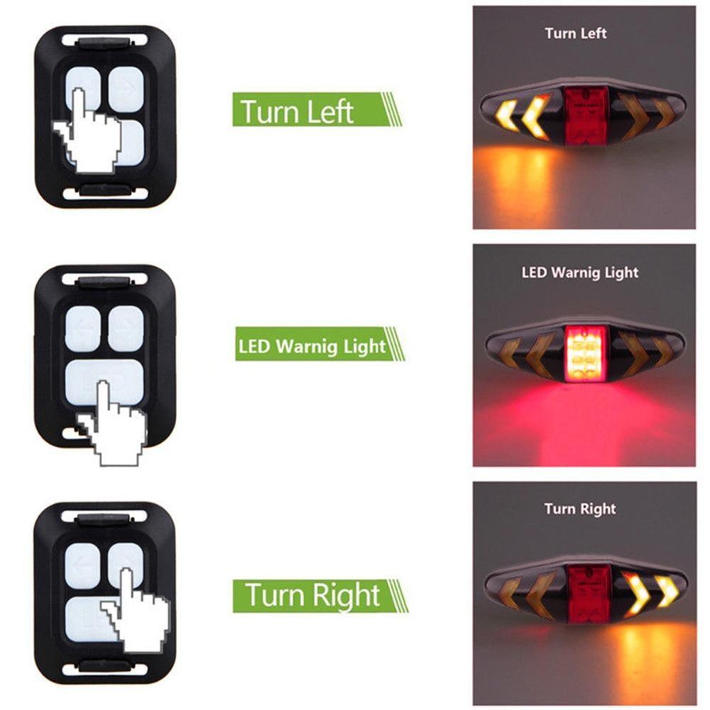 Bike Signal Wireless Remote Mountain Bike Cycling Lights Remote Control LED Warning Lamp Flashing Bike TailLight With Turn Signals Wireless Remote Control Ultra Bright LED Safety Warning Rear Lights Stevvex
