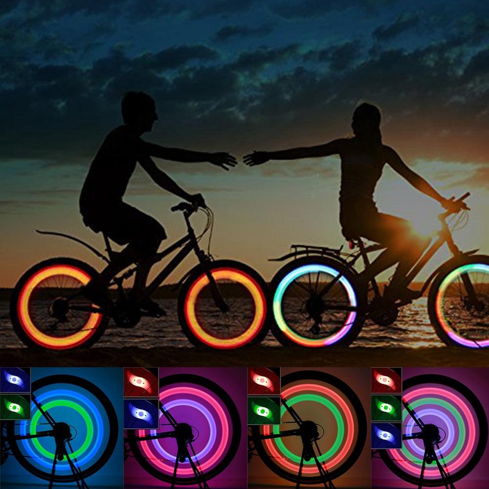 Bike Spoke Light Bicycle Wire Tyre Silicone LED Cycling Wheel Wire Warning Glowing Lamp Ultra Bright Waterproof Bicycle Spoke Lights Cycling Decoration Safety Warning Tire Strip Light Stevvex