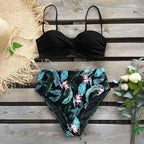 Bikini Female Swimsuit Women Swimwear Push Up Bikinis Set High Waist Swimming Suits Two Piece Set Women Swimsuit Solid Printed Bikini Push-Up Pad Swimwear Set Beachwear Ruffled Bathing Suit