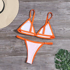 Bikini New Summer Solid Bikini Set Low Waist Swimwear Women Bathing Suit Swimsuit Female Cheeky Bikini Swimsuit Triangle Two Piece Basic Solid Thong Tanning Suits Stevvex