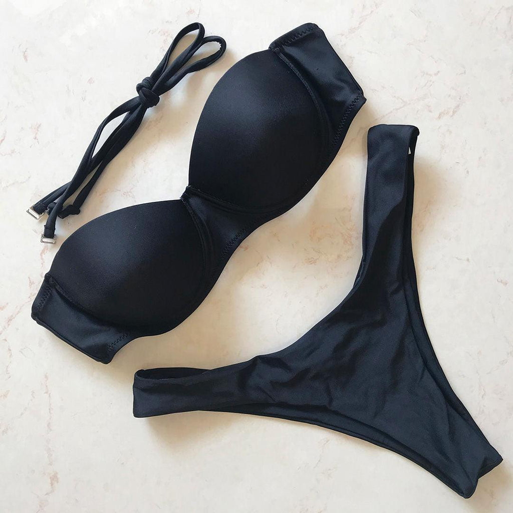 Bikini Push Up Swimsuit Female Swimwear Women's Bathing Suits Push Up Underwire Bikini Set Padded Two Piece Swimsuits Women Two-pieces Durable Bikini Set With Bra Cup Modern Bathing Suit Stevvex