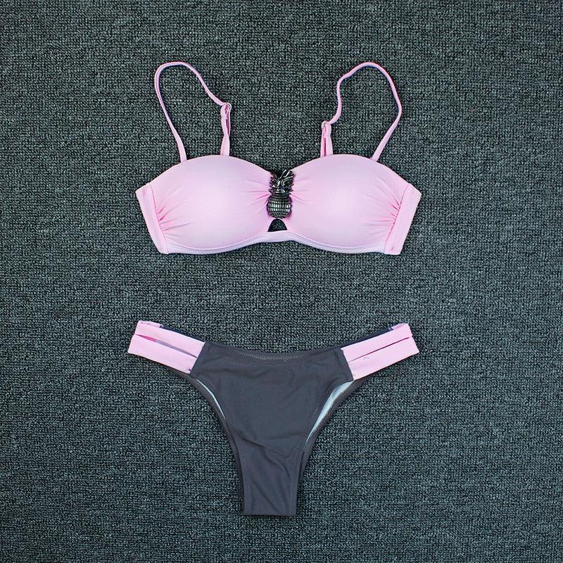 Bikini Push Up Swimwear  Bikini Set Pink Swimwear Women Micro Swimsuit Female Bandage Bikini Beach Wear Swimming Two-Piece Swimsuit Summer Swimsuit for Women Stevvex