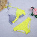 Bikini Push Up Swimwear Women Swimsuit Women's Bathing Suits Push Up Halter Bikini Swim Bottoms Two Piece Swimsuits Lace Up Halter String Triangle Bikini Sets Stevvex