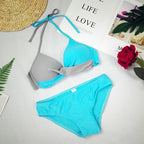 Bikini Push Up Swimwear Women Swimsuit Women's Bathing Suits Push Up Halter Bikini Swim Bottoms Two Piece Swimsuits Lace Up Halter String Triangle Bikini Sets Stevvex