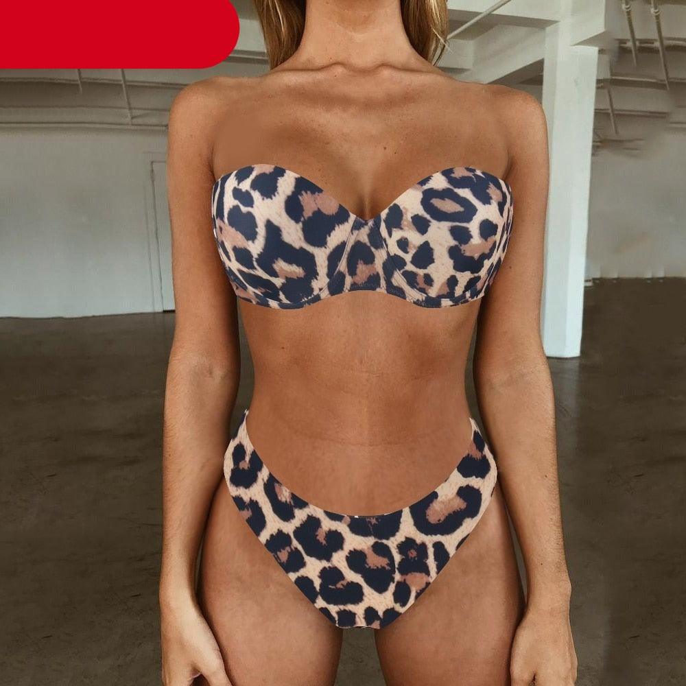 Bikini Set High Cut Solid  Swimsuit Women Swimwear Push Up Bathing Suit Beachwear Leopard Bikini Women's Ribbed Underwire Bikini High Cut Bikini V Swimwear Butterfly Print High Leg Bikini Swimsuit Stevvex