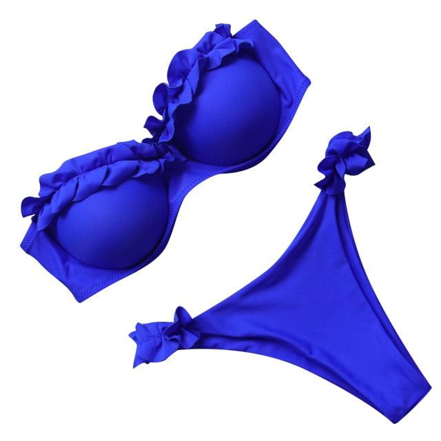 Bikini Set High Cut Solid  Swimsuit Women Swimwear Push Up Bathing Suit Beachwear Leopard Bikini Women's Ribbed Underwire Bikini High Cut Bikini V Swimwear Butterfly Print High Leg Bikini Swimsuit Stevvex