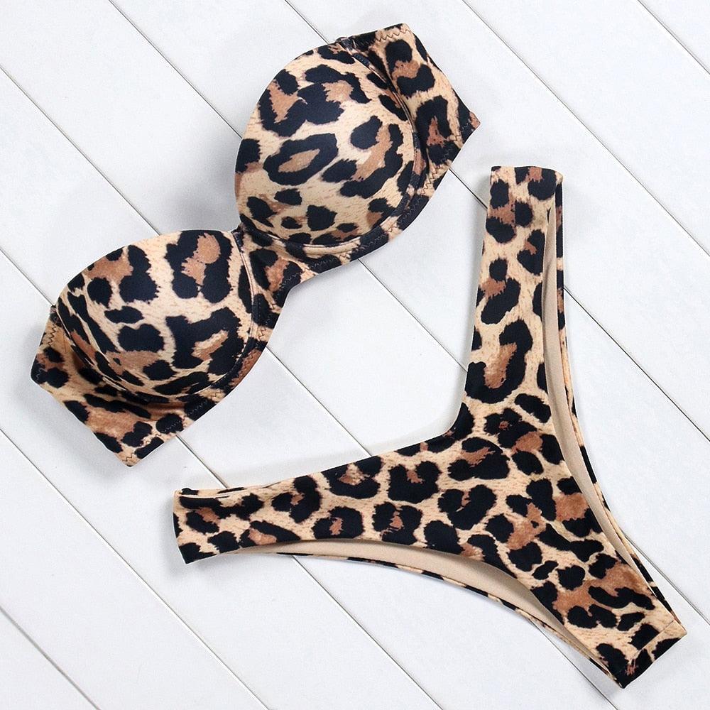 Bikini Set High Cut Solid  Swimsuit Women Swimwear Push Up Bathing Suit Beachwear Leopard Bikini Women's Ribbed Underwire Bikini High Cut Bikini V Swimwear Butterfly Print High Leg Bikini Swimsuit Stevvex