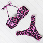 Bikini Set High Cut Solid  Swimsuit Women Swimwear Push Up Bathing Suit Beachwear Leopard Bikini Women's Ribbed Underwire Bikini High Cut Bikini V Swimwear Butterfly Print High Leg Bikini Swimsuit Stevvex