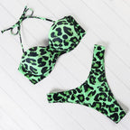 Bikini Set High Cut Solid  Swimsuit Women Swimwear Push Up Bathing Suit Beachwear Leopard Bikini Women's Ribbed Underwire Bikini High Cut Bikini V Swimwear Butterfly Print High Leg Bikini Swimsuit Stevvex