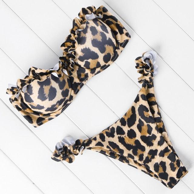 Bikini Set High Cut Solid  Swimsuit Women Swimwear Push Up Bathing Suit Beachwear Leopard Bikini Women's Ribbed Underwire Bikini High Cut Bikini V Swimwear Butterfly Print High Leg Bikini Swimsuit Stevvex