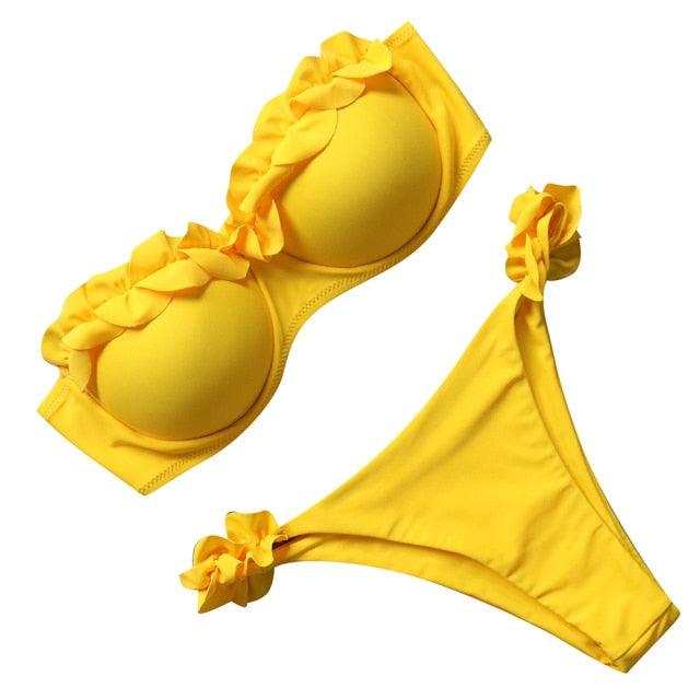 Bikini Set High Cut Solid  Swimsuit Women Swimwear Push Up Bathing Suit Beachwear Leopard Bikini Women's Ribbed Underwire Bikini High Cut Bikini V Swimwear Butterfly Print High Leg Bikini Swimsuit Stevvex