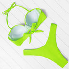 Bikini Set High Cut Solid  Swimsuit Women Swimwear Push Up Bathing Suit Beachwear Leopard Bikini Women's Ribbed Underwire Bikini High Cut Bikini V Swimwear Butterfly Print High Leg Bikini Swimsuit Stevvex