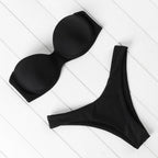 Bikini Set High Cut Solid  Swimsuit Women Swimwear Push Up Bathing Suit Beachwear Leopard Bikini Women's Ribbed Underwire Bikini High Cut Bikini V Swimwear Butterfly Print High Leg Bikini Swimsuit Stevvex