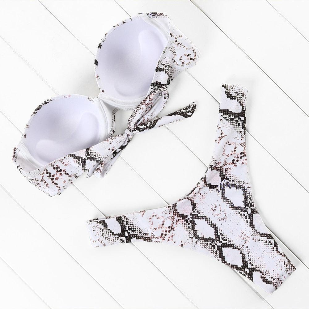 Bikini Set High Cut Solid  Swimsuit Women Swimwear Push Up Bathing Suit Beachwear Leopard Bikini Women's Ribbed Underwire Bikini High Cut Bikini V Swimwear Butterfly Print High Leg Bikini Swimsuit Stevvex